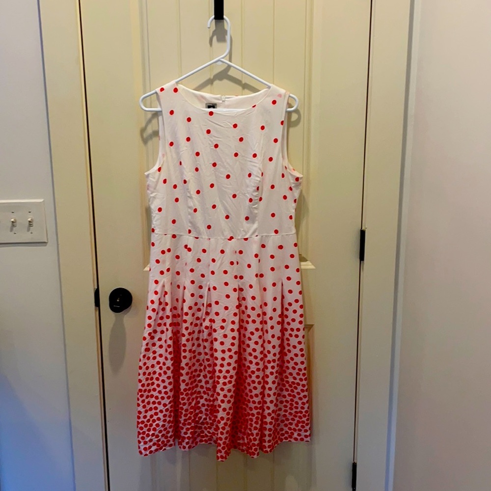 White with red polka dot dress